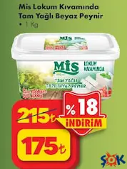 MİS LOKUM KIVAMINDA TAM YAĞLI BEYAZ PEYNİR 1 KG